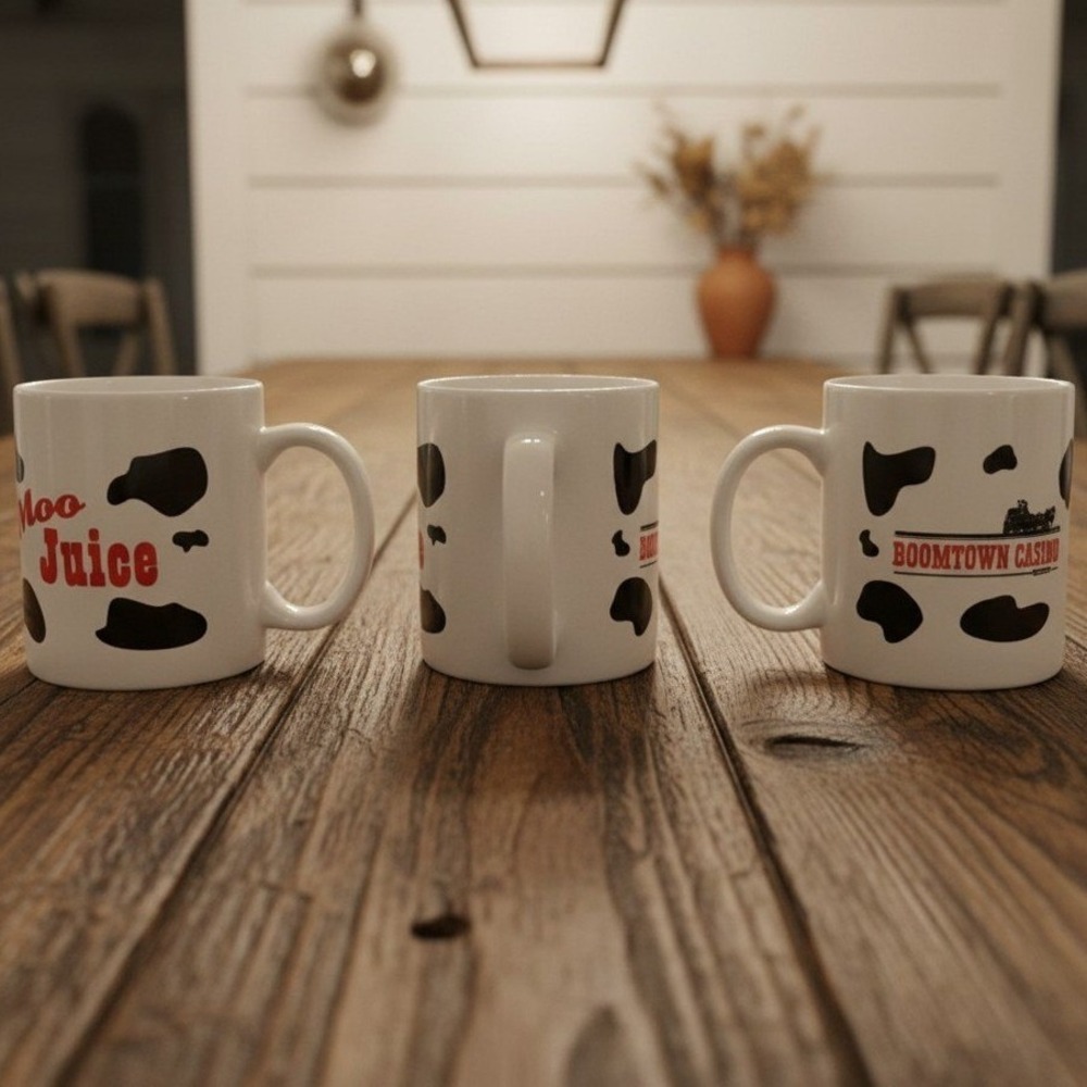 Boomtown Casino Moo Juice Coffee Cups, Set of 3, Vtg Biloxi Mississippi Keepsake